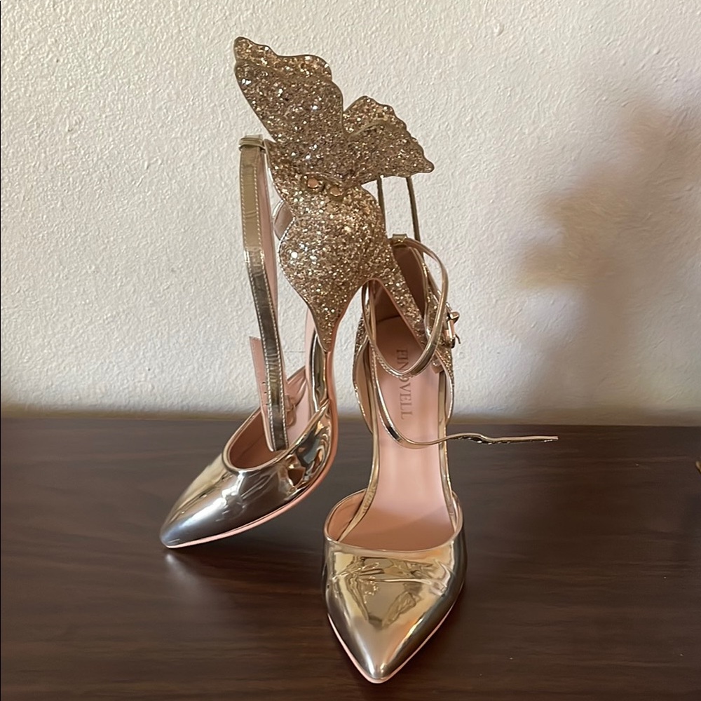 Elegant Gold Butterfly Heels